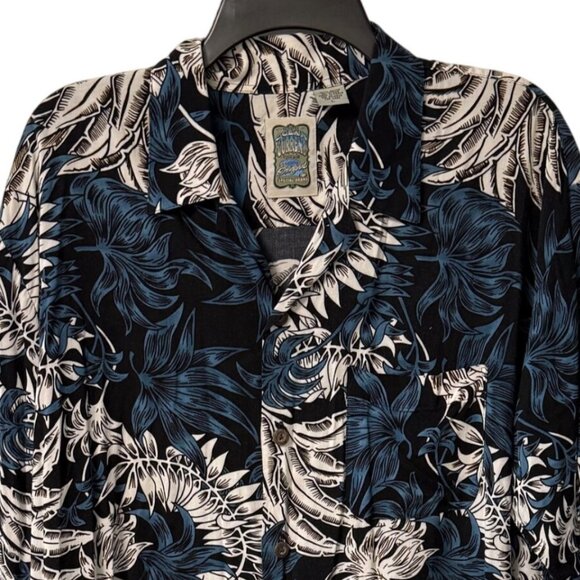 Vintage Ocean Current Hawaiian Shirt Mens Size L Tropical Floral Leaf Button Up - Picture 3 of 12